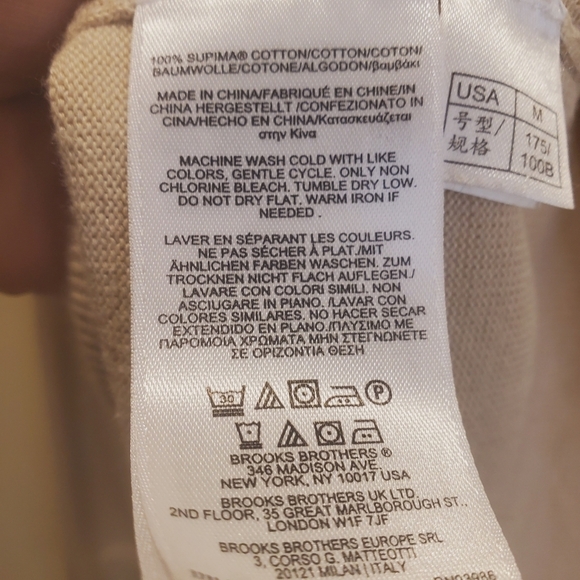 Brooks Brothers men's Cream V neck sweater 100% cotton size M - Picture 5 of 8